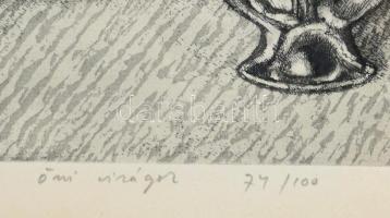 Gaál Domonkos (1940-2009): Őszi virágok. Rézkarc, papír, jelzett, számozott (74/100), üvegezett fake...