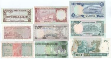 9db-os vegyes külföldi bankjegy tétel, közte Ceylon, Szaúd Arábia, Szudán, stb. bankjegyek T:VF-F sz...