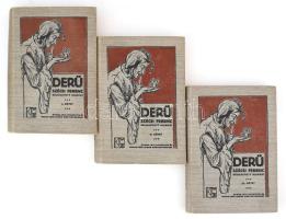 Szécsi Ferenc: Derű I-III. kötet, Gyoma, 1912, Kner, kiadói festett egészvászon kötésben. Szép állapotban DEDIKÁLT példány.