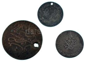 3db-os vegyes oszmán / egyiptomi érme tétel, közte Egyiptom 1863(1277) 4p bronz "Abdul-Aziz&quo...