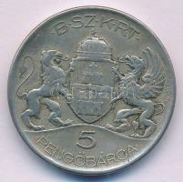 ~1940. "BSZKRT - 5 Pengőbárca / Budapest Székesfővárosi Közlekedési Rt. - 2 Pálya Udvar" közlekedési bárca T:XF-VF, patina