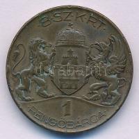~1940. "BSZKRT - 1 Pengőbárca / Budapest Székesfővárosi Közlekedési Rt. - AÜ Pálya Udvar" közlekedési bárca T:VF, patina, peremhiba