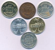 6db-os vegyes lottó tematikájú zseton tétel (mind különböző!) T:vegyes