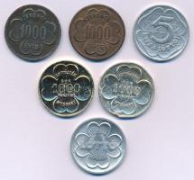 6db-os vegyes lottó tematikájú zseton tétel (mind különböző!) T:vegyes