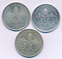 1992. 200Ft Ag "MNB" + 1993. 200Ft Ag "MNB" + 1994. 200Ft Ag "Deák" T:AU,XF patina Adamo F13, F13.1