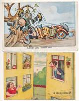 4 db RÉGI humoros képeslap / 4 pre-1945 humour art postcards