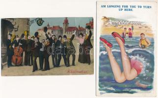 4 db RÉGI humoros képeslap / 4 pre-1945 humour art postcards