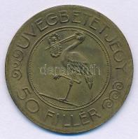 ~1930. "Üvegbetétjegy / Budapesti Központi Általános Tejcsarnok Rt. 249. sz. fiókja" 50f sárgaréz üvegbetétjegy (30mm) T:VF, patina