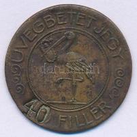 ~1930. "Üvegbetétjegy / Budapesti Központi Általános Tejcsarnok Rt. 144. sz. fiókja" 40f sárgaréz üvegbetétjegy (30mm) T:VF, patina