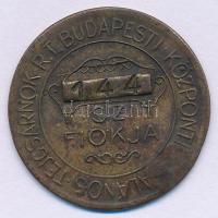 ~1930. "Üvegbetétjegy / Budapesti Központi Általános Tejcsarnok Rt. 144. sz. fiókja" 40f s...