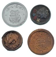 4db-os vegyes újévi köszöntő zseton, az egyik műgyantás berakással T:VF, patina