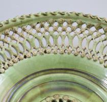 Alföldi áttört mintás mázas kerámia dísztál, Iparművészeti Vállalat címkével, d: 39 cm /// / KIZÁRÓL...