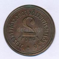 ~1920. 2K "BP. Köztisztviselők Fogy. Szövetkezete" Cu lemez szükségpénz T:XF, patina