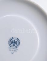 Hollóházi Erika mintás teás és kávés készlet 21 darabja, 1-1 lepattanással, jelzett, közte talpas kí...