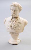 Arany János büszt. cca 19. sz. vége, Bécs, gipsz, jelzett, sérült, ragasztott, m: 15 cm