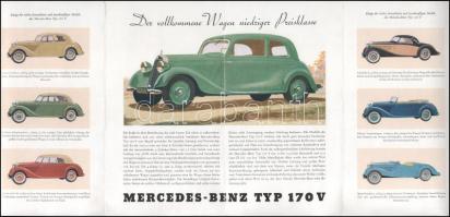 cca 1940 Mercedes-Benz Typ 170-V gépkocsi kihajtható képes reklám nyomtatvány /

ca. 1940 Mercedes...