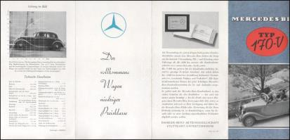 cca 1940 Mercedes-Benz Typ 170-V gépkocsi kihajtható képes reklám nyomtatvány /

ca. 1940 Mercedes...