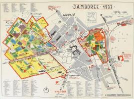 1933 Gödöllő, a Jamboree színes térképe, 1:6000, kiadja: Athenaeum, hajtott, 41×54 cm   1933 Gödöllő, Jamboree color map, 1:6000, published by: Athenaeum, folded, 41×54 cm