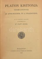 Platon Kritonja. Szemelvények az Apologiából és a Phaidonból. Szerk.: Dr. Papp János. Bp., 1942., Szent István-Társulat, 108 p. Átkötött egészvászon-kötés.