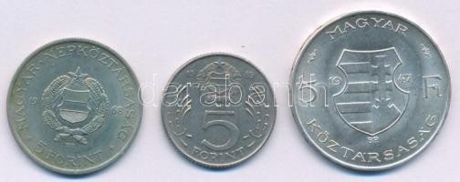 1947. 5Ft Ag "Kossuth" + 1968. 5Ft Cu-Ni-Zn "Kossuth" + 1989. 5Ft Cu-Ni "Kossuth" T:XF