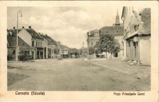 1931 Csernátfalu, Cernatu (Négyfalu, Sacele); Piata Principele Carol / Károly herceg tér / square (fl)