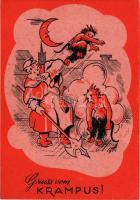 1947 Gruss vom Krampus! / Krampus art postcard