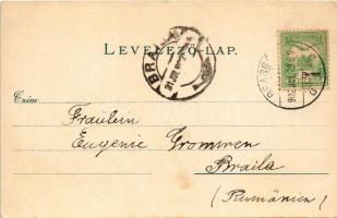 1902 Brassó, Kronstadt, Brasov; Schwarzer und weisser Turm. Buchhandlung Hiemesch, Kunstanstalt Loui...