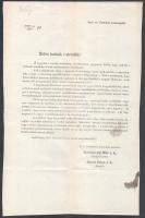 1867 Petőfi Sándor első pesti szobrának felállítására szóló gyűjtési felhívás, Szentkirályi Mór polgármester és Barna Zsiga főjegyző nevében + az újságban megjelent, adományozói névsor.