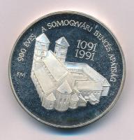 Fritz Mihály (1947-) 1991. "Szent László a magyarok lovagkirálya / 900 éves a somogyvári Bencés Apátság 1091-1991" piedfort Ag emlékérem (70,96g/0.835/42,5mm) T:UNC,AU (eredetileg PP) patina