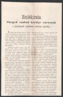 1867 Kecskemét város emlékirata a Tiszát a Dunával összecsatolandó pest-csongrádi hajózási csatorna ...