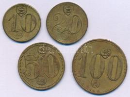 DN "Bon" Cu szükségpénz sor 10 - 100 (4xklf), rajta ~17. századi Kassai ezüst krajcárokon lévő verdehely (?) beütéssel T:XF-VF, patina