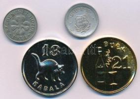1938. "Szerencsét hozok" kétoldalas fém zseton (22,5mm) + 1957. "BÚÉK" kétoldalas Al zseton (22,5mm) + DN "13 Kabala" (37,5mm) + "21 BÚÉK" műanyag újévi köszöntő zseton (37,5mm) T:AU-VF