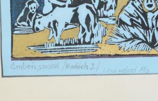 Ponyi jelzéssel: Emberi sorsok Madách I. Línómetszet 10/3 sorszámozott, jelzett, üvegezett keretben ...