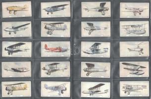 Godfrey Phillips angol cigaretta-gyűjtőképek, 54 db-os komplett sorozat (repülőgépek), albumlapokon ...