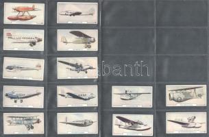Godfrey Phillips angol cigaretta-gyűjtőképek, 54 db-os komplett sorozat (repülőgépek), albumlapokon ...
