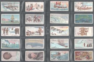 Player's Cigarettes angol cigaretta-gyűjtőképek, 25 db-os komplett sorozat (sarkköri expedíciók), albumlapokon / English cigarette collectible pictures, complete series of 25 (Polar Exploration), in album sheets