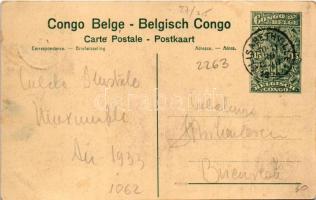 1924 Congo Belge, Dépouillement d'un lion / African folklore from Belgian Kongo, skinning of a ...