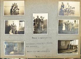 1928-1930 Nyaraláson, kirándulásokon készült felvételek, 35 db fotó, albumlapokra ragasztva, felirat...