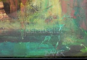 Bayer Gábor (XX. sz. vége): Utcarészlet. Olaj, farost. Plexiüvegezett keretben, 50×40 cm