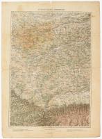 cca 1900-1910 Nagyszeben (Hermannstadt) és környékének katonai térképe, 1 : 200.000, K.u.k. militär-geographisches Institut, szakadásokkal, foltokkal, 67x48,5 cm
