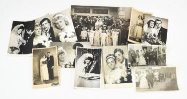 12 db vegyes esküvői fotó, 13,5x8,5 cm és 23x17 cm között