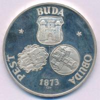 Csucs Viktória (1934-1993) 1973. "Pest - Buda - Óbuda - 1873 / Budapest 1973 - Pro memor urbe centen" ezüstözött bronz emlékérem (42,5mm) T:UNC (eredetileg PP)