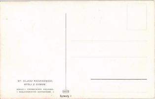 Mysli z dymem. J. Czerneckiego / Polish lady with cat art postcard, smoking s: Eljasz Radzikowski (E...