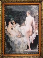 Nagy méretű dekoratív fa képkeret belső méret 50x70 cm Üveg törött