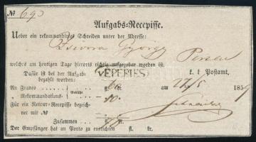 27 May 1859 Aufgabs Recepisse "v.EPERIES", 1859.máj.27. Feladóvevény "v.EPERIES"
