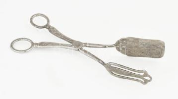 Ezüstözött tortafogó, h: 22 cm