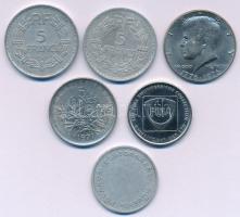 6db-os vegyes magyar és külföldi fémpénz, zseton tétel, közte Franciaország 1947. 5Fr Al (2x) + Amerikai Egyesült Államok 1976. 1/2$ Cu-Ni "Kennedy" T:AU-VF 6pcs of mixed coins, tokens, with France 1947. 5 Francs Al (2x) + USA 1976. 1/2 Dollar Cu-Ni "Kennedy" C:AU-VF