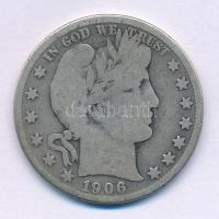 Amerikai Egyesült Államok 1906D 1/2$ Ag "Barber" T:F USA 1906D 1/2 Dollar Ag "Barber" C:F Krause KM#116