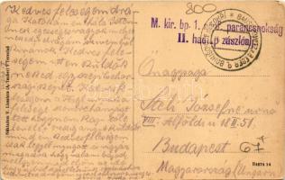 Terezín, Theresienstadt; Námestí / square, church + "M. kir. 1. népf. parancsnokság II. hadtápz...