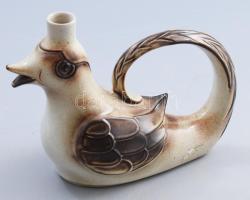 Gerzit madár alakú italtartó, jelzéssel, dugó nélkül, hibátlan, m: 17,5 cm